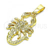 Oro Laminado Fancy Pendant, Gold Filled Style Scorpion Design, Diamond Cutting Finish, Golden Finish, 5.187.021