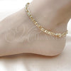 Oro Laminado Fancy Anklet, Gold Filled Style Turtle Design, Polished, Golden Finish, 03.213.0030.10