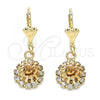 Oro Laminado Dangle Earring, Gold Filled Style with Champagne and White Crystal, Polished, Golden Finish, 02.122.0113.4