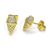 Oro Laminado Stud Earring, Gold Filled Style Ice Cream Design, with White Micro Pave, Polished, Golden Finish, 02.344.0133