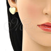 Oro Laminado Stud Earring, Gold Filled Style Heart Design, with White Micro Pave, Polished, Golden Finish, 02.156.0459