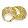 Oro Laminado Medium Hoop, Gold Filled Style Leaf Design, Diamond Cutting Finish, Golden Finish, 02.170.0177.30