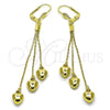 Oro Laminado Long Earring, Gold Filled Style Heart Design, Golden Finish, 5.097.002