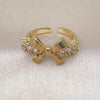 Oro Laminado Multi Stone Ring, Gold Filled Style Bow Design, with White Cubic Zirconia, Polished, Golden Finish, 01.341.0161