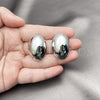 Rhodium Plated Stud Earring, Hollow Design, Polished, Rhodium Finish, 02.411.0040.1