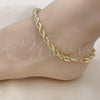 Oro Laminado Basic Anklet, Gold Filled Style Rope Design, Polished, Golden Finish, 04.213.0206.10