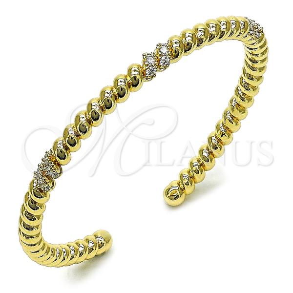 Oro Laminado Individual Bangle, Gold Filled Style with White Cubic Zirconia, Polished, Golden Finish, 07.60.0009