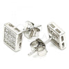 Sterling Silver Stud Earring, with White Cubic Zirconia, Polished, Rhodium Finish, 02.369.0020