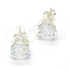 Sterling Silver Stud Earring, with White Cubic Zirconia, Polished,, 02.63.2609