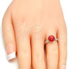 Rhodium Plated Multi Stone Ring, with Padparadscha Swarovski Crystals, Polished, Rhodium Finish, 01.239.0009.5 (One size fits all)
