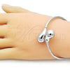 Rhodium Plated Individual Bangle, Teardrop and Hollow Design, Polished, Rhodium Finish, 07.60.0004.1