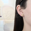 Oro Laminado Stud Earring, Gold Filled Style with White Micro Pave, Polished, Golden Finish, 02.344.0014