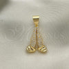 Oro Laminado Religious Pendant, Gold Filled Style Praying Hands Design, with White Micro Pave, Polished, Golden Finish, 05.342.0105