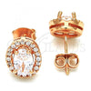 Sterling Silver Stud Earring, with White Cubic Zirconia and White Crystal, Polished, Rose Gold Finish, 02.286.0023.1