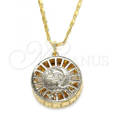 Oro Laminado Pendant Necklace, Gold Filled Style Dolphin Design, with White Cubic Zirconia, Polished, Golden Finish, 04.106.0040.20