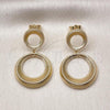 Oro Laminado Dangle Earring, Gold Filled Style Diamond Cutting Finish, Golden Finish, 02.195.0329