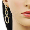 Oro Laminado Long Earring, Gold Filled Style Polished, Golden Finish, 02.213.0650
