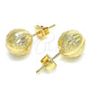 Oro Laminado Stud Earring, Gold Filled Style Diamond Cutting Finish, Golden Finish, 02.100.0104