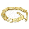 Oro Laminado Fancy Bracelet, Gold Filled Style Elephant Design, Polished, Golden Finish, 03.253.0014.09