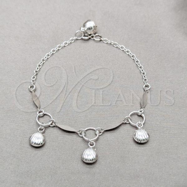 Sterling Silver Fancy Bracelet, Shell Design, Polished, Silver Finish, 03.409.0101.08