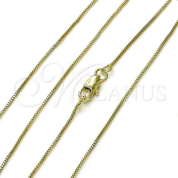 Oro Laminado Basic Necklace, Gold Filled Style Box Design, Polished, Golden Finish, 04.213.0330.18