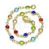 Oro Laminado Fancy Bracelet, Gold Filled Style with Multicolor Cubic Zirconia, Polished, Golden Finish, 03.326.0004.08