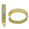 Oro Laminado Huggie Hoop, Gold Filled Style with White Micro Pave, Polished, Golden Finish, 02.204.0012.30