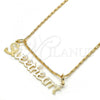 Oro Laminado Pendant Necklace, Gold Filled Style Nameplate Design, Polished, Golden Finish, 04.106.0021.20