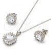 Sterling Silver Earring and Pendant Adult Set, with White Cubic Zirconia, Polished, Rhodium Finish, 10.286.0026.2