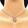 Sterling Silver Pendant Necklace, with Black Cubic Zirconia and White Crystal, Polished, Rhodium Finish, 04.336.0204.16