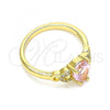Oro Laminado Multi Stone Ring, Gold Filled Style Teardrop Design, with Pink and White Cubic Zirconia, Polished, Golden Finish, 01.284.0047.1.07