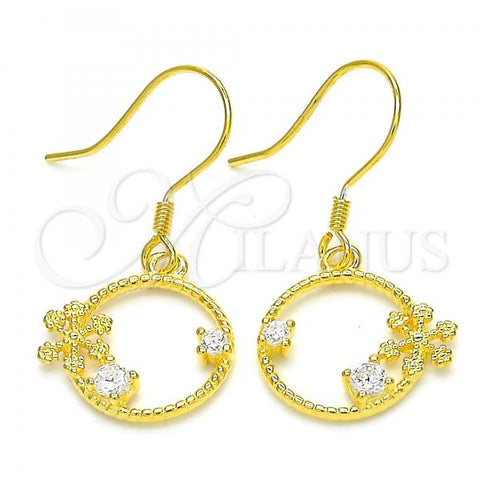 Sterling Silver Dangle Earring, with White Cubic Zirconia, Polished, Golden Finish, 02.366.0013.1