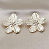 Oro Laminado Stud Earring, Gold Filled Style Flower Design, Diamond Cutting Finish, Golden Finish, 02.213.0819