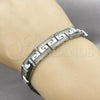 Stainless Steel Solid Bracelet, Greek Key Design, Polished, Two Tone, 03.114.0277.4.08