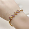 Oro Laminado Fancy Bracelet, Gold Filled Style Cherry Design, with Ruby Micro Pave, Polished, Golden Finish, 03.283.0481.07