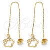 Oro Laminado Threader Earring, Gold Filled Style Flower Design, Polished, Golden Finish, 02.65.2511