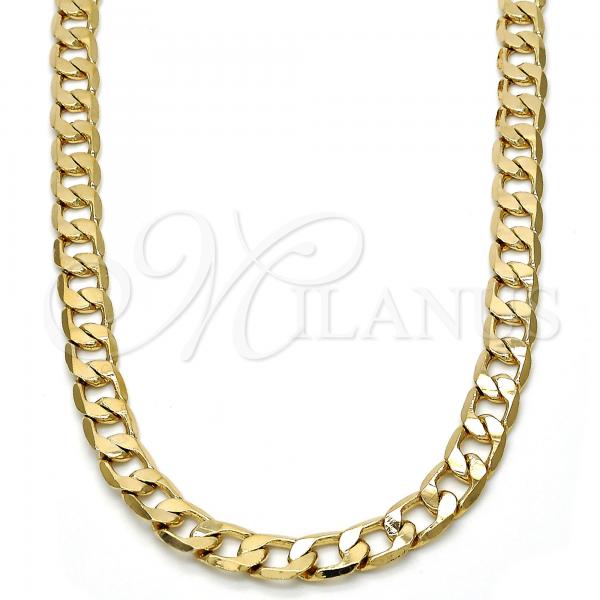 Oro Laminado Basic Necklace, Gold Filled Style Curb Design, Polished, Golden Finish, 5.222.003.22