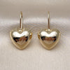 Oro Laminado Stud Earring, Gold Filled Style Heart and Hollow Design, Polished, Golden Finish, 02.163.0360