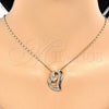 Oro Laminado Pendant Necklace, Gold Filled Style Heart Design, with White Micro Pave, Polished, Golden Finish, 04.195.0023.20