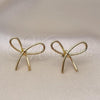 Oro Laminado Stud Earring, Gold Filled Style Bow Design, Polished, Golden Finish, 02.213.0666