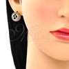 Oro Laminado Stud Earring, Gold Filled Style Heart Design, with Garnet Micro Pave, Polished, Golden Finish, 02.156.0474.2