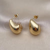 Oro Laminado Stud Earring, Gold Filled Style Polished, Golden Finish, 02.163.0289