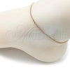 Oro Laminado Basic Anklet, Gold Filled Style Miami Cuban Design, Diamond Cutting Finish, Golden Finish, 04.213.0157.09