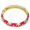 Oro Laminado Individual Bangle, Gold Filled Style Pink Enamel Finish, Golden Finish, 07.240.0002.1.05 (10 MM Thickness, Size 5 - 2.50 Diameter)