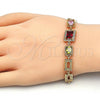 Oro Laminado Fancy Bracelet, Gold Filled Style with Multicolor Cubic Zirconia, Polished, Golden Finish, 03.266.0028.2.07