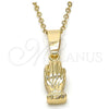 Oro Laminado Religious Pendant, Gold Filled Style Hand Design, Diamond Cutting Finish, Golden Finish, 5.182.036