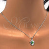 Rhodium Plated Pendant Necklace, Star Design, with Green Opal and White Micro Pave, Polished, Rhodium Finish, 04.63.1325.7.18