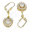 Oro Laminado Long Earring, Gold Filled Style Heart Design, with White Cubic Zirconia, Polished, Golden Finish, 02.387.0060.2