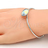 Rhodium Plated Individual Bangle, with Aurore Boreale Swarovski Crystals, Polished, Rhodium Finish, 07.239.0012.5 (02 MM Thickness, One size fits all)