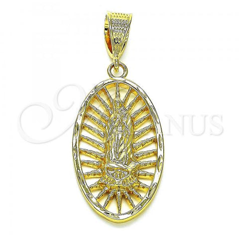 Oro Laminado Religious Pendant, Gold Filled Style Guadalupe Design, Polished, Golden Finish, 5.184.011